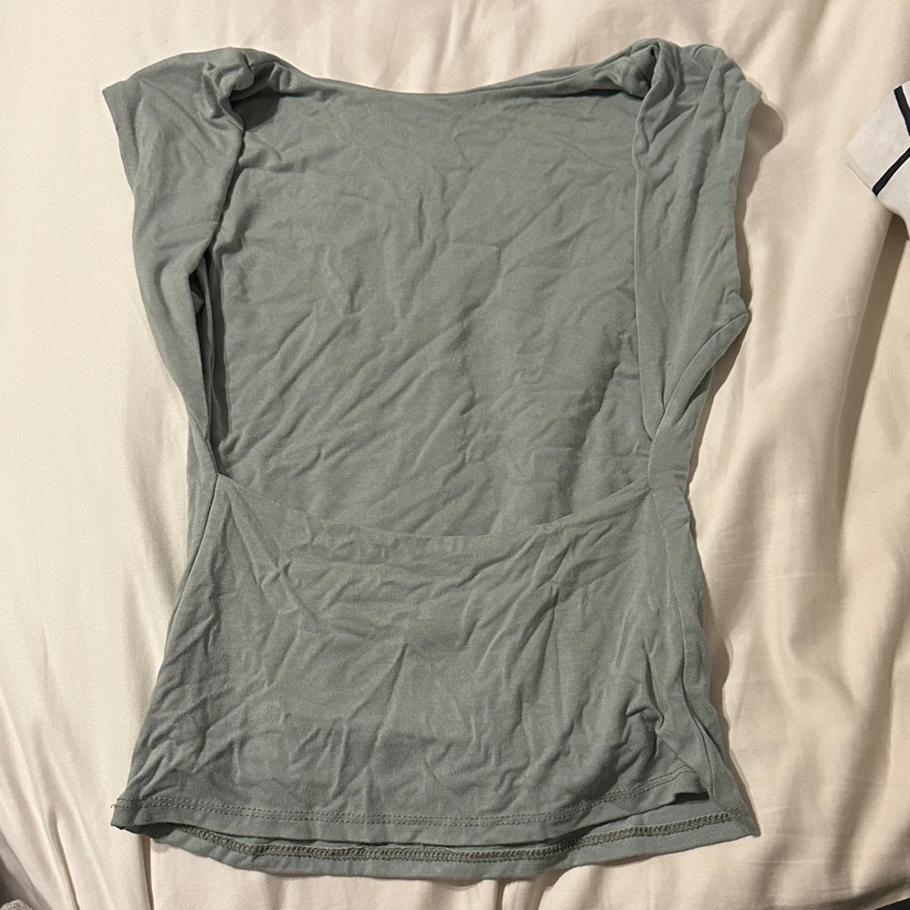 See You Monday women’s green open back top